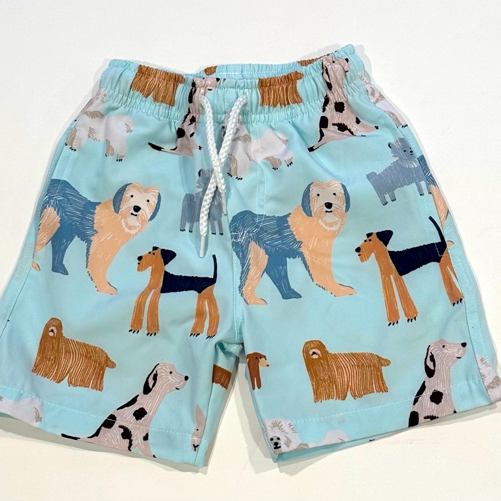 12 Months Blue Dog Themed Millie & Maxx Swim Trunks